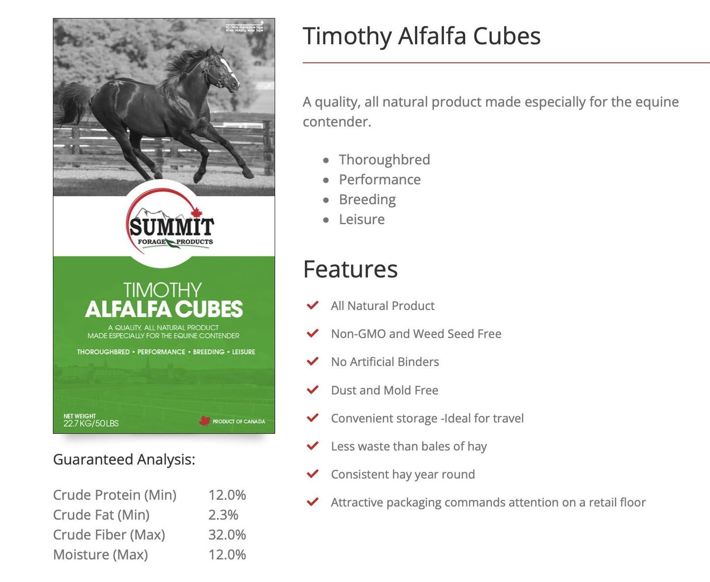 Summit Timothy Alfalfa Cubes