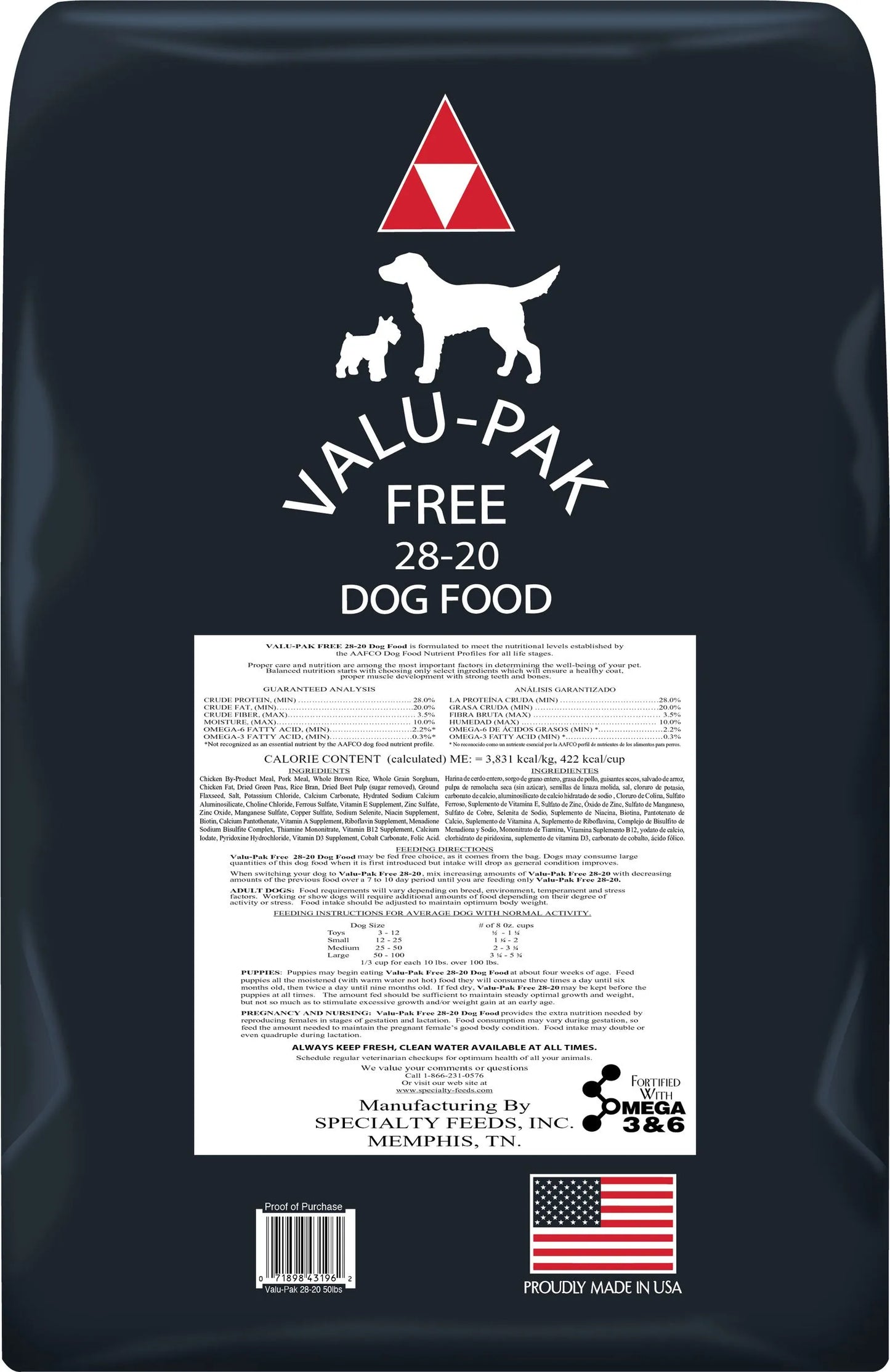 Valu-Pak Free 28-20 Dog Food - Black