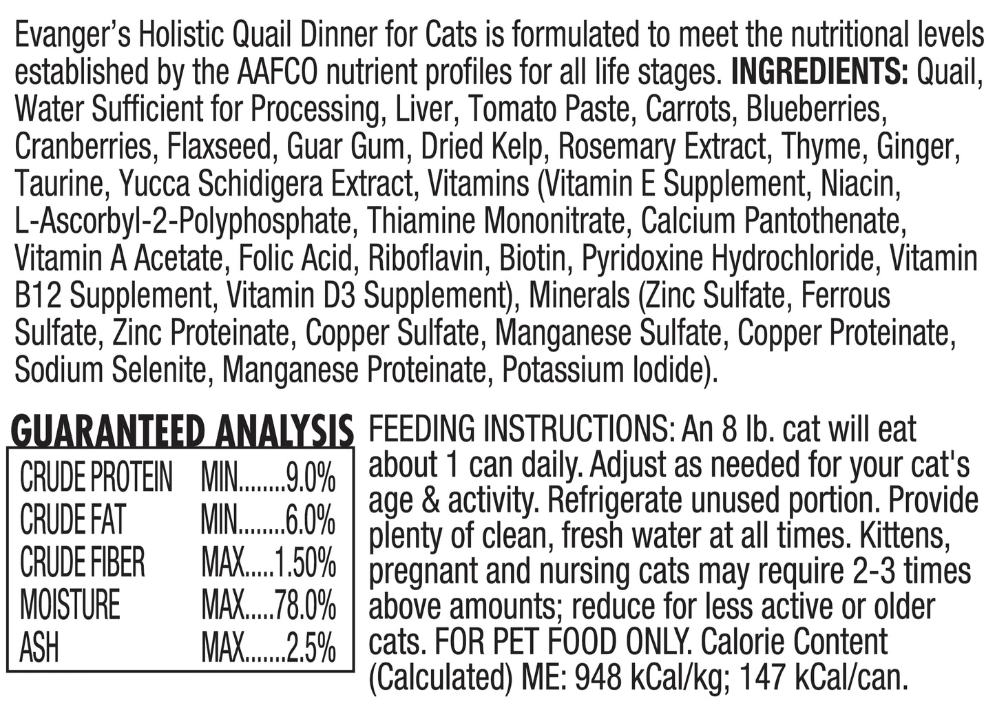 Super Premium Holistic Quail Dinner for Cats